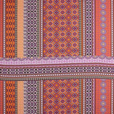 Viscosa Estampada Étnica Rayas Naranja y Morado - Ribes y Casals