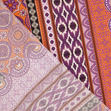 Viscosa Estampada Étnica Rayas Naranja y Morado - Ribes y Casals