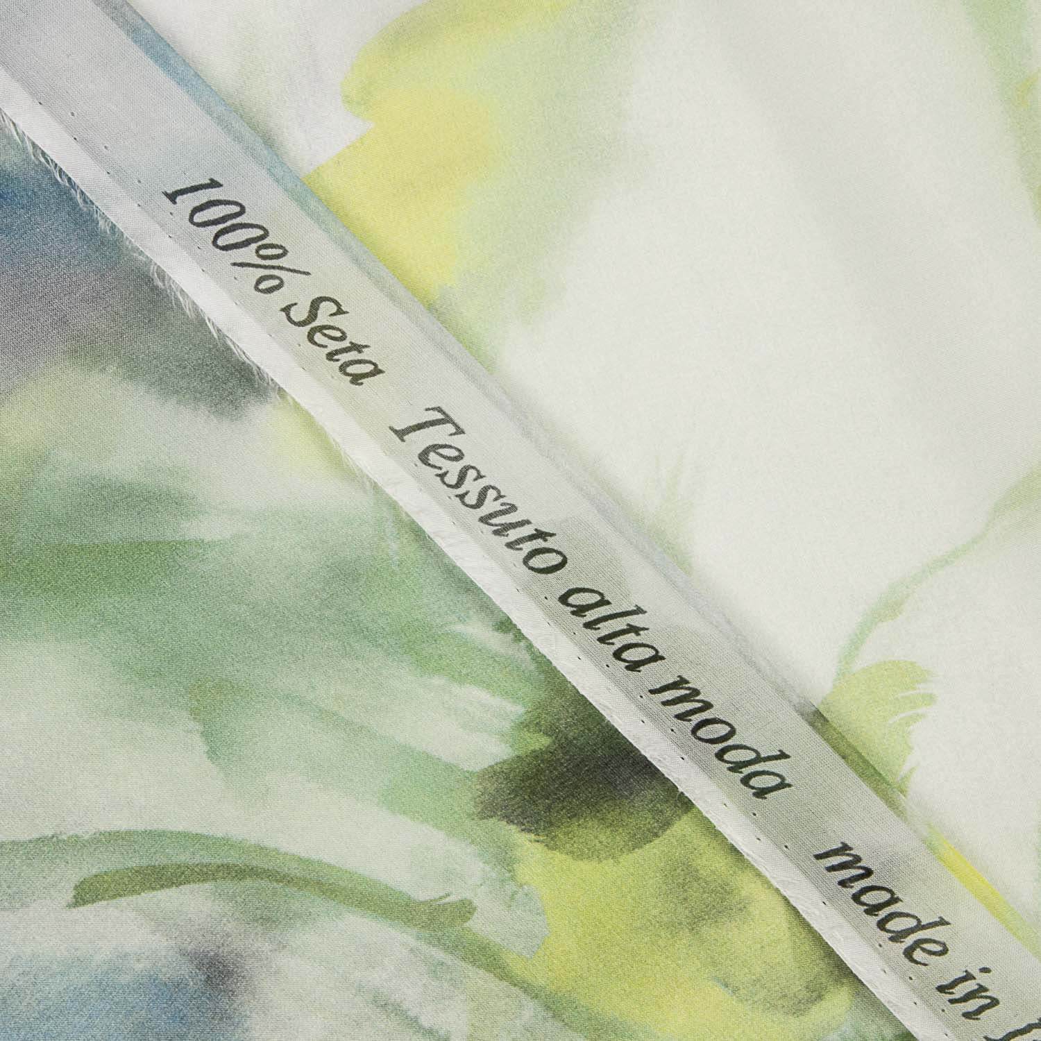 Gasa de Seda Natural Jardín Acuarela Verde - Ribes y Casals