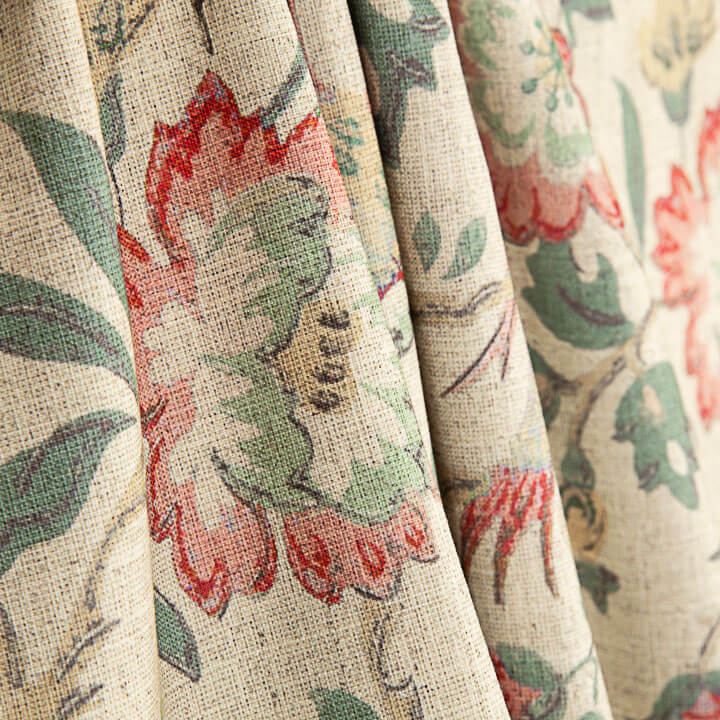 Loneta Efecto Lino Flores y Aves Vintage - Ribes y Casals