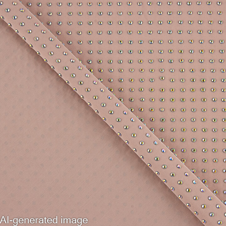 Tela Elástica con Strass Plateado Irisado Rosa Maquillaje - Ribes y Casals