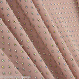 Tela Elástica con Strass Plateado Irisado Rosa Maquillaje - Ribes y Casals