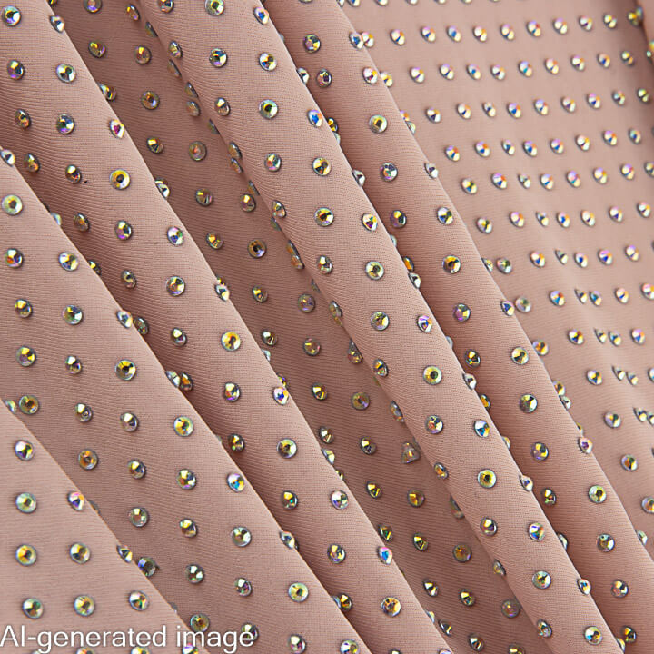 Tela Elástica con Strass Plateado Irisado Rosa Maquillaje - Ribes y Casals