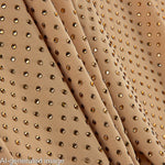 Tela Elástica con Strass Dorado Irisado Camel - Ribes y Casals
