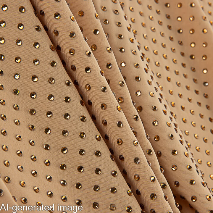 Tela Elástica con Strass Dorado Irisado Camel - Ribes y Casals