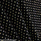 Tela Elástica con Strass Plateado Irisado Negro - Ribes y Casals