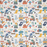 Percal Estampado Dinosaurios Constructores Multicolor - Ribes y Casals