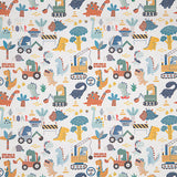 Percal Estampado Dinosaurios Constructores Multicolor - Ribes y Casals