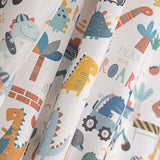 Percal Estampado Dinosaurios Constructores Multicolor - Ribes y Casals