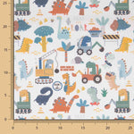 Percal Estampado Dinosaurios Constructores Multicolor - Ribes y Casals