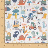 Percal Estampado Dinosaurios Constructores Multicolor - Ribes y Casals