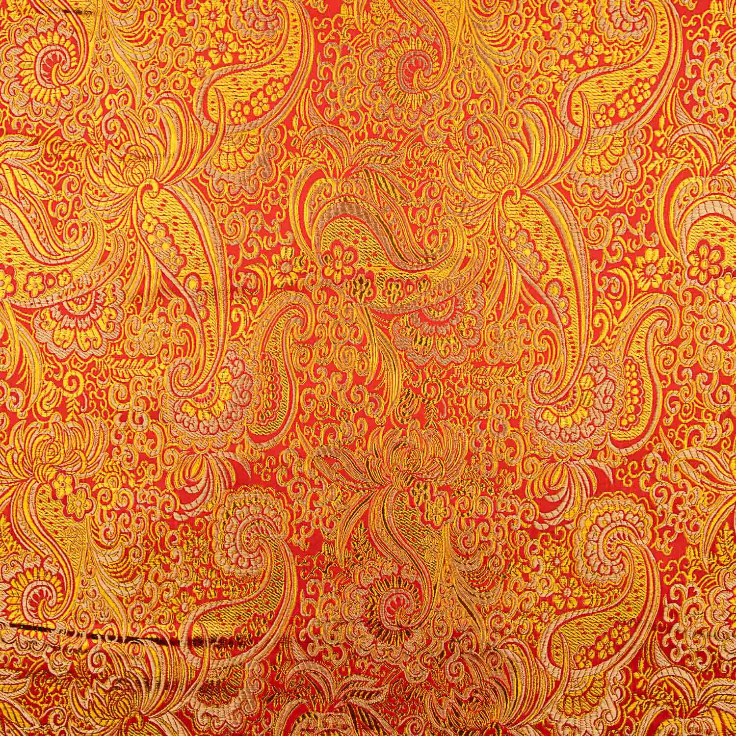 Jacquard Rojo con Lurex Cachemire Dorado - Ribes y Casals