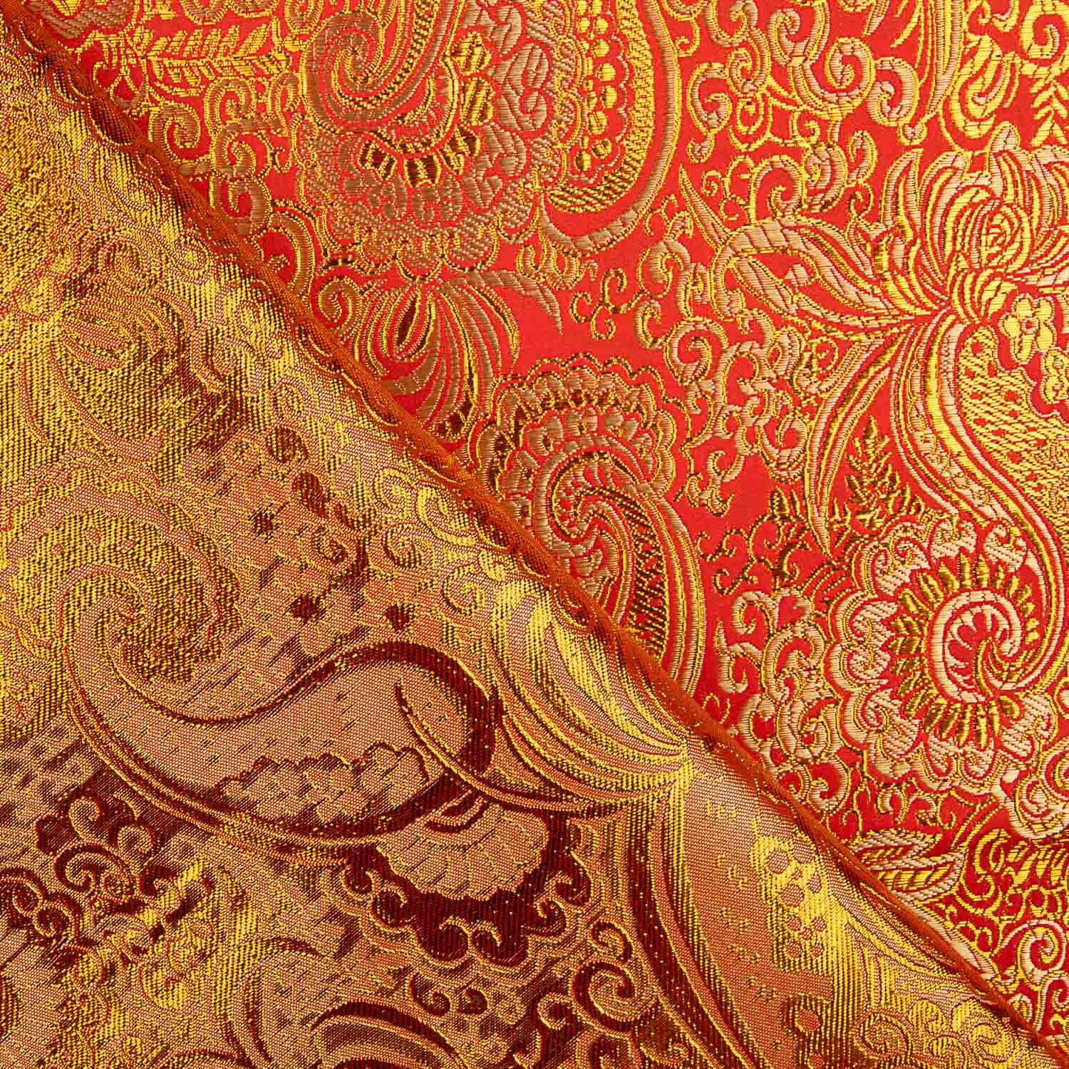 Jacquard Rojo con Lurex Cachemire Dorado - Ribes y Casals