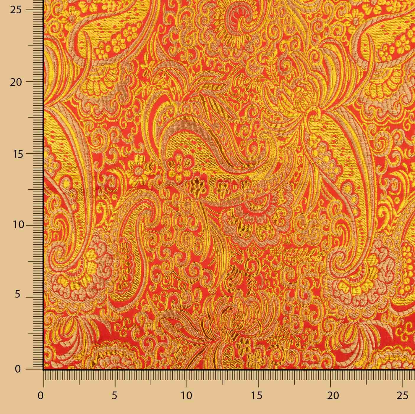 Jacquard Rojo con Lurex Cachemire Dorado - Ribes y Casals