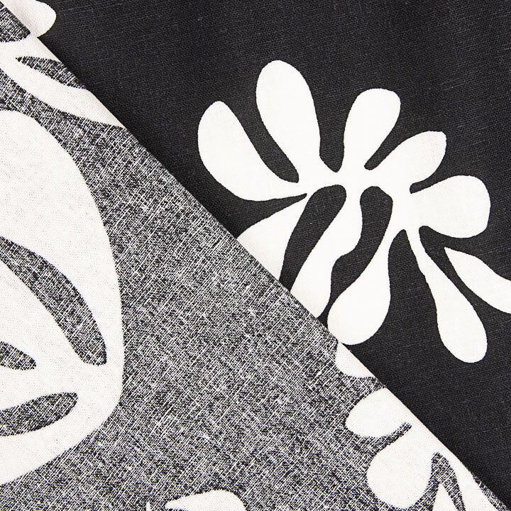 Lino Algodón Estampada Hojas Blanco y Negro - Ribes y Casals