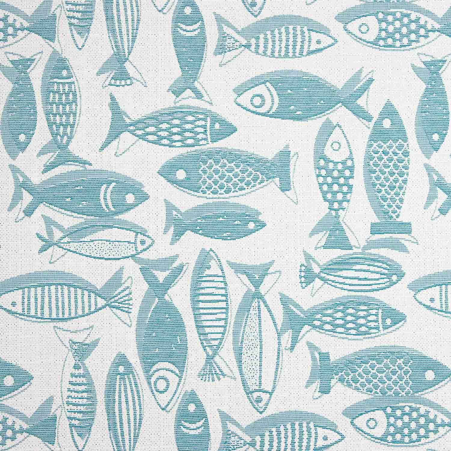 Loneta Jacquard Peces Azul Turquesa - Ribes y Casals