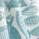 Loneta Jacquard Peces Azul Turquesa - Ribes y Casals