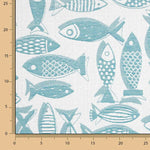 Loneta Jacquard Peces Azul Turquesa - Ribes y Casals