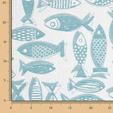 Loneta Jacquard Peces Azul Turquesa - Ribes y Casals