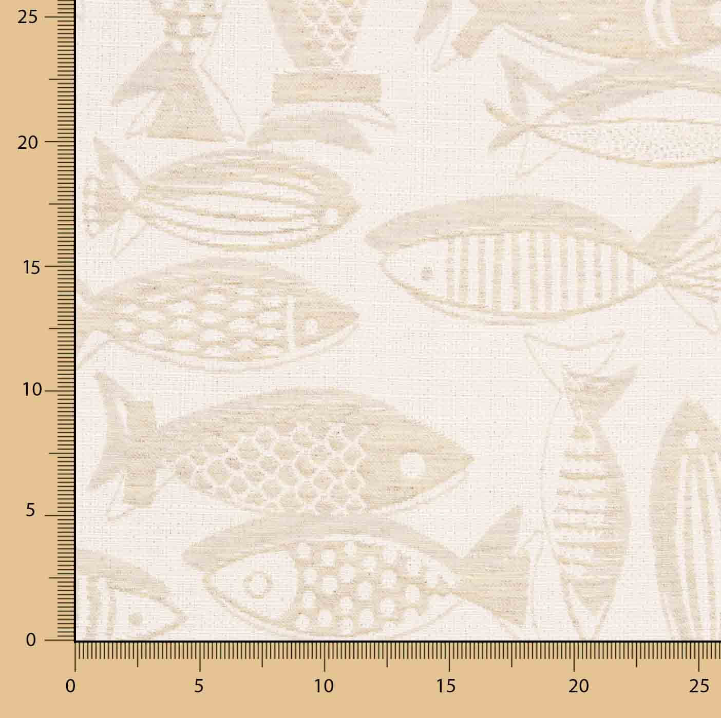 Loneta Jacquard Peces Beige - Ribes y Casals
