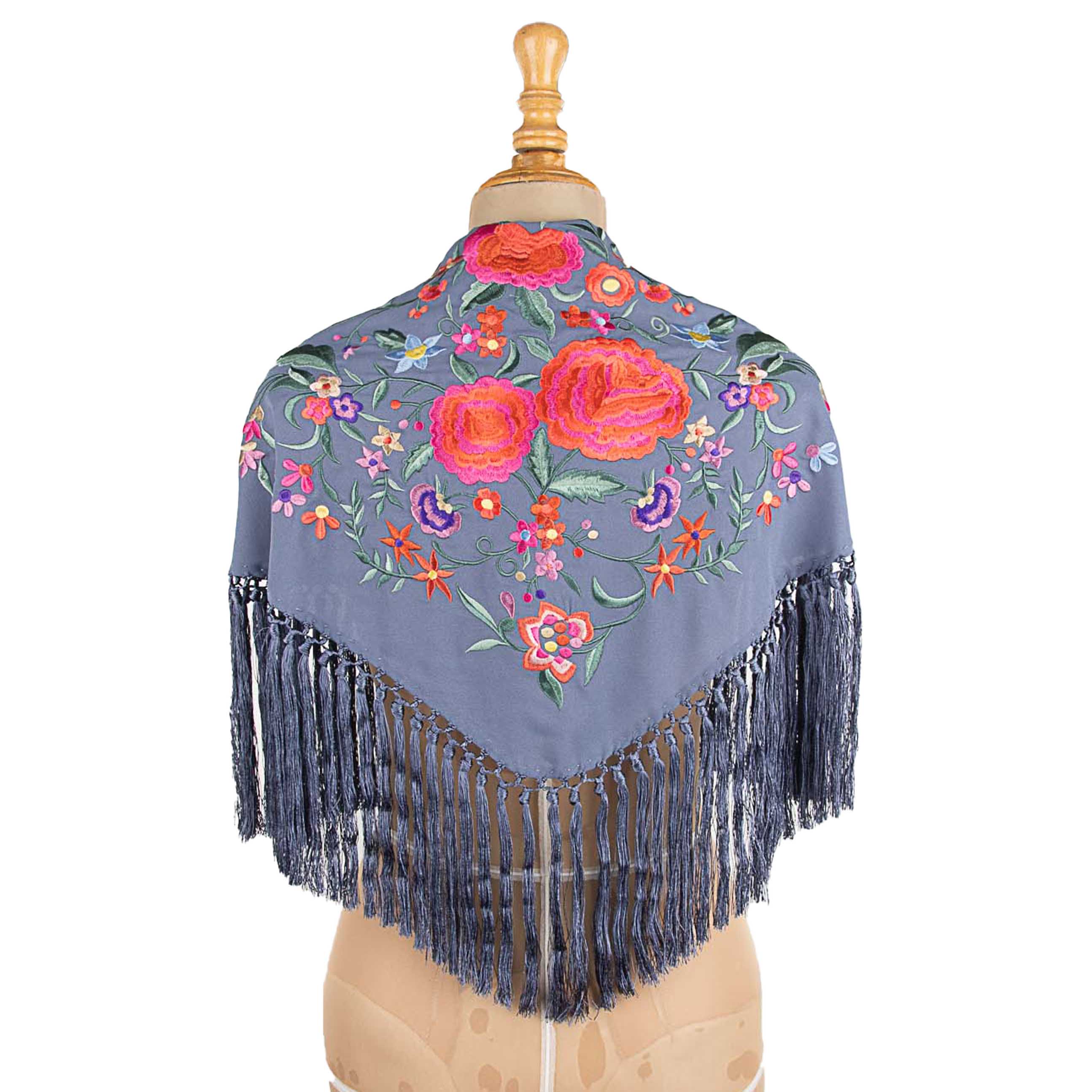 Mantoncillo de Flamenca Azul Denim Bordado - Ribes y Casals