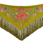 Mantoncillo de Flamenca Verde Aceite Bordado - Ribes y Casals