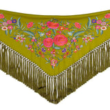 Mantoncillo de Flamenca Verde Aceite Bordado - Ribes y Casals