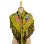 Mantoncillo de Flamenca Verde Aceite Bordado - Ribes y Casals