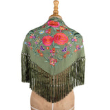 Mantoncillo de Flamenca Verde Kaki Bordado - Ribes y Casals