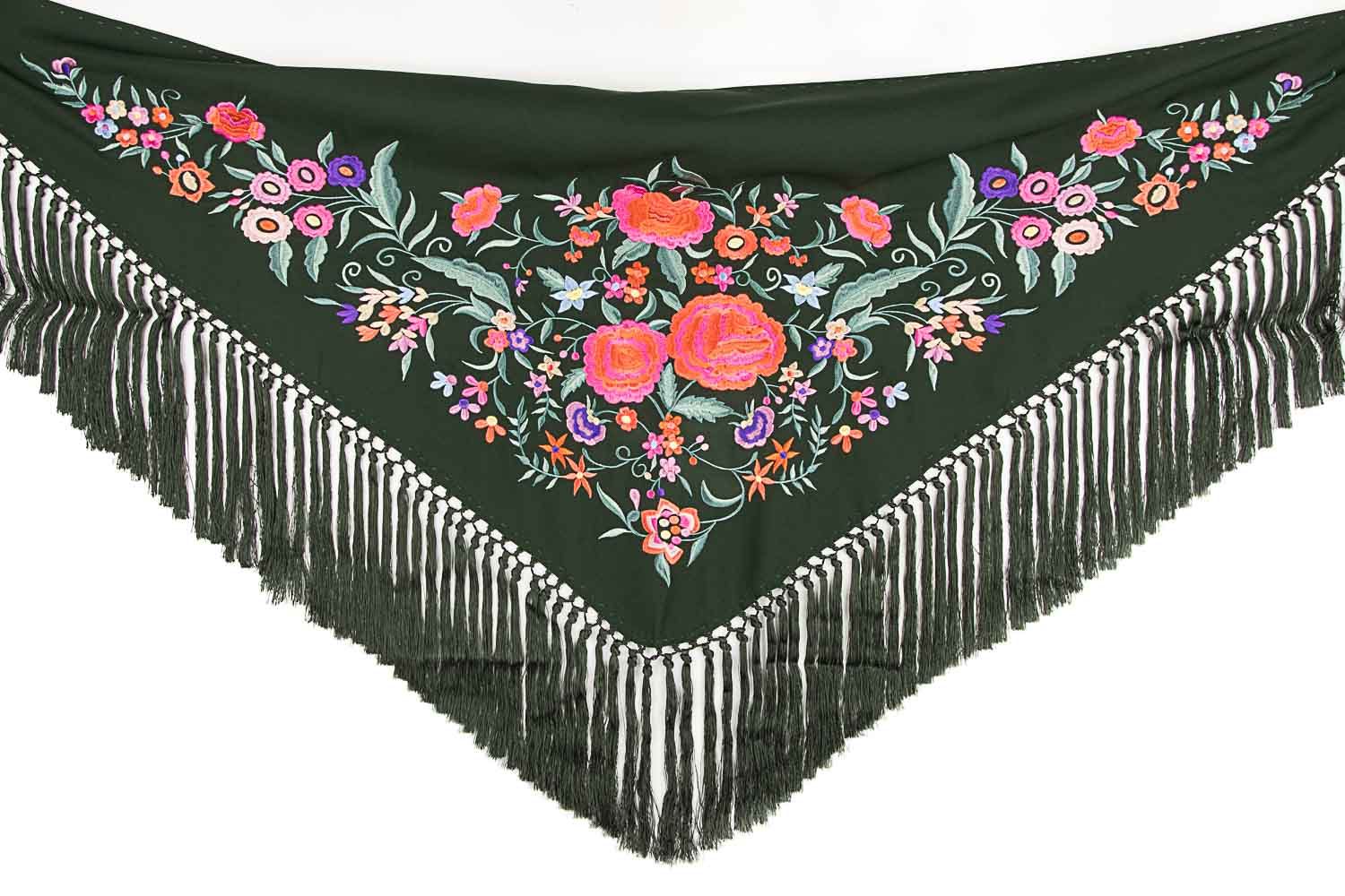 Mantoncillo de Flamenca Verde Oscuro Bordado - Ribes y Casals