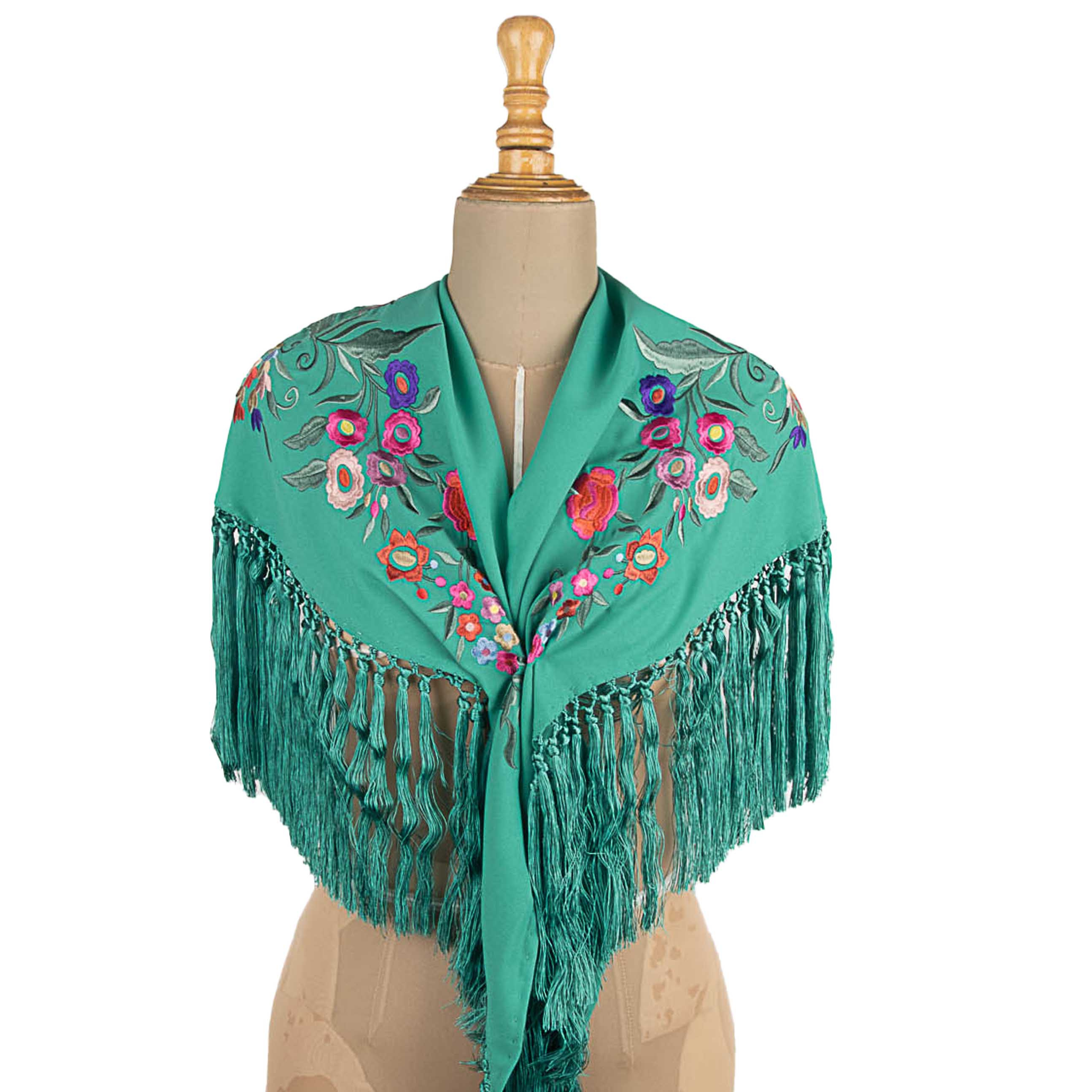 Mantoncillo de Flamenca Verde Bordado - Ribes y Casals