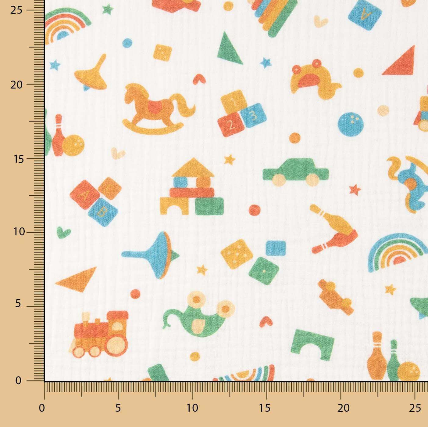 Muselina Algodón Juguetes Colores - Ribes y Casals