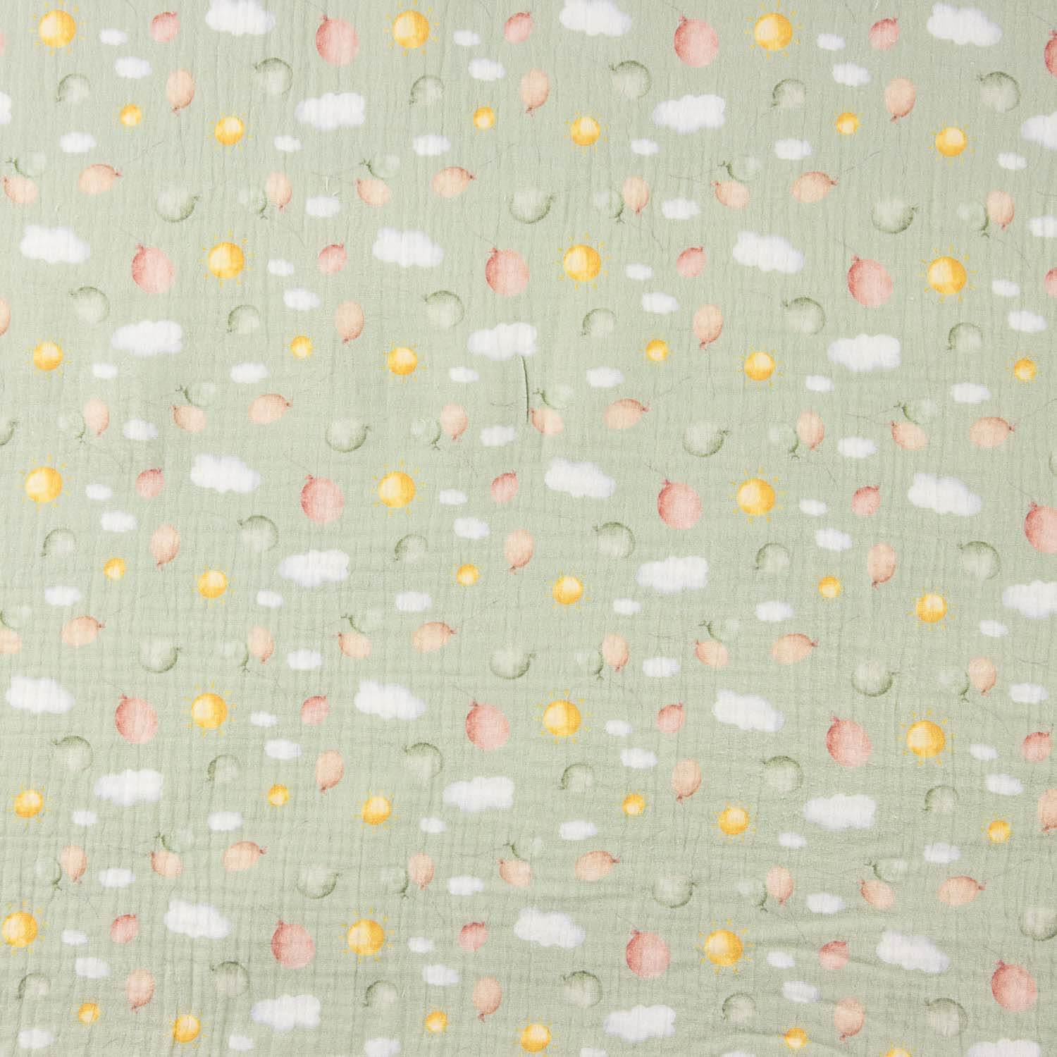 Muselina Algodón Nubes y Soles Pastel - Ribes y Casals