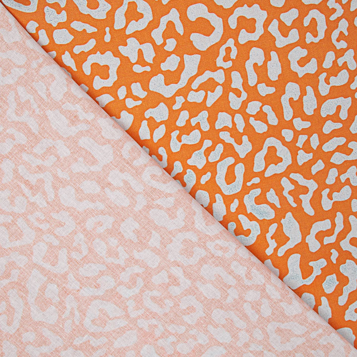 Percal Estampado Nairobi Naranja Azul Claro - Ribes y Casals