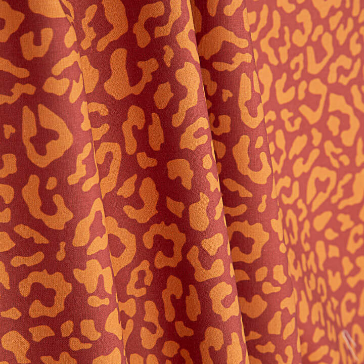 Percal Estampado Nairobi Mostaza Burdeos - Ribes y Casals