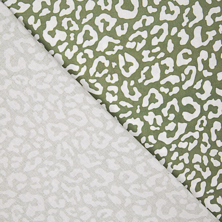 Percal Estampado Nairobi Verde Oliva Blanco - Ribes y Casals
