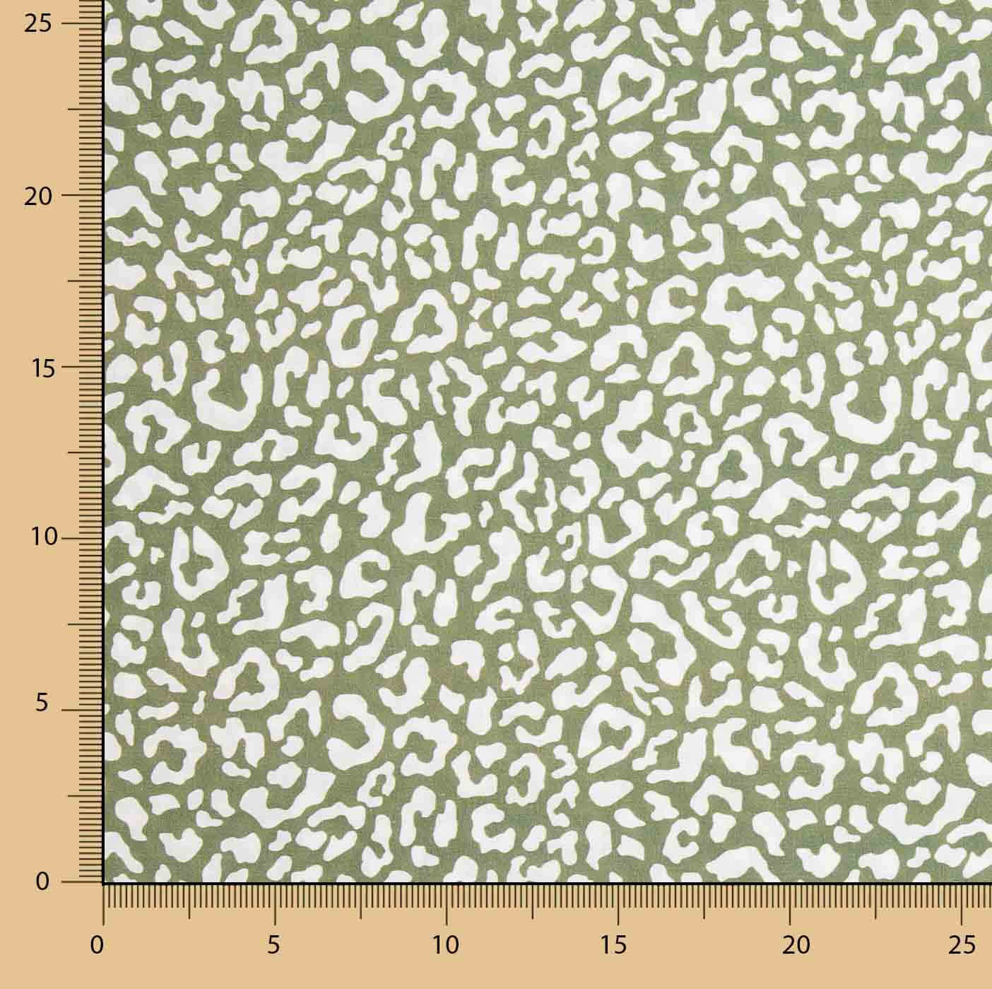 Percal Estampado Nairobi Verde Oliva Blanco - Ribes y Casals