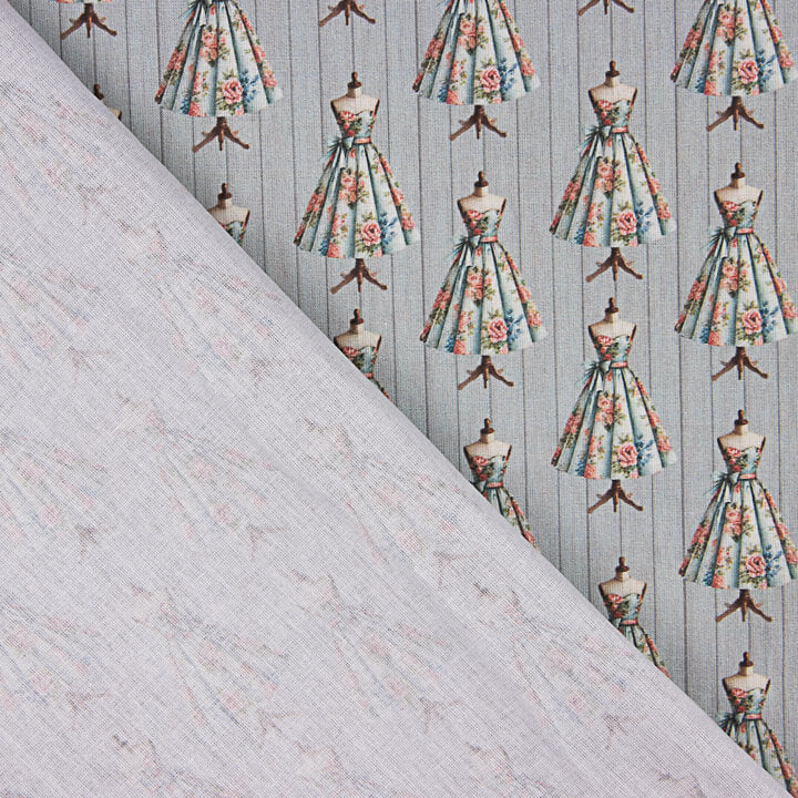 Percal Estampado Couture Gris - Ribes y Casals