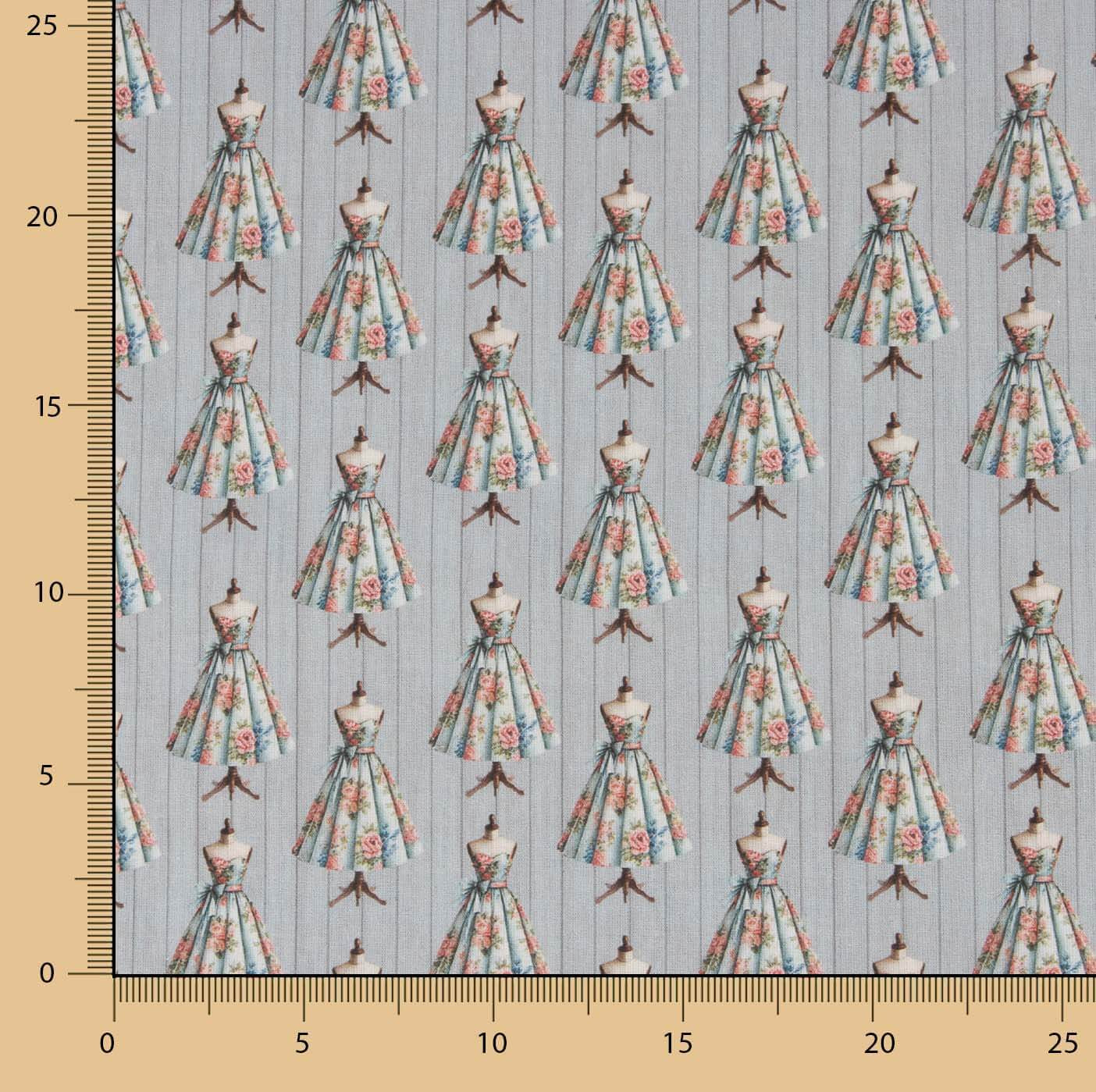 Percal Estampado Couture Gris - Ribes y Casals
