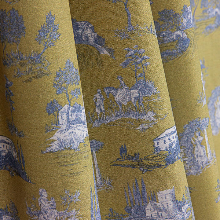 Percal Estampado Silke Verde Oliva - Ribes y Casals