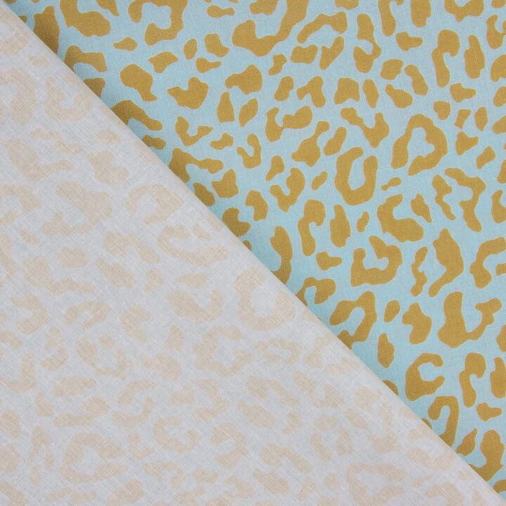 Percal Estampado Nairobi Mostaza Azul - Ribes y Casals