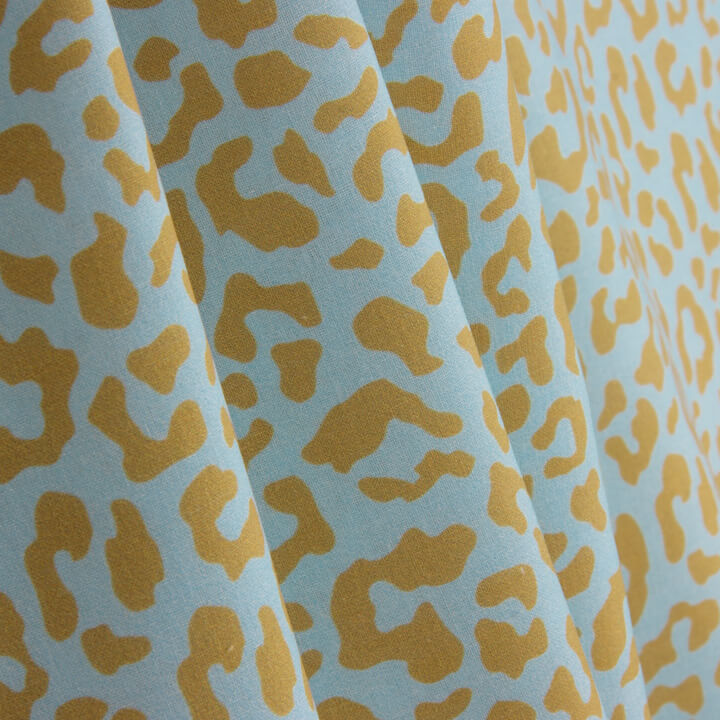Percal Estampado Nairobi Mostaza Azul - Ribes y Casals