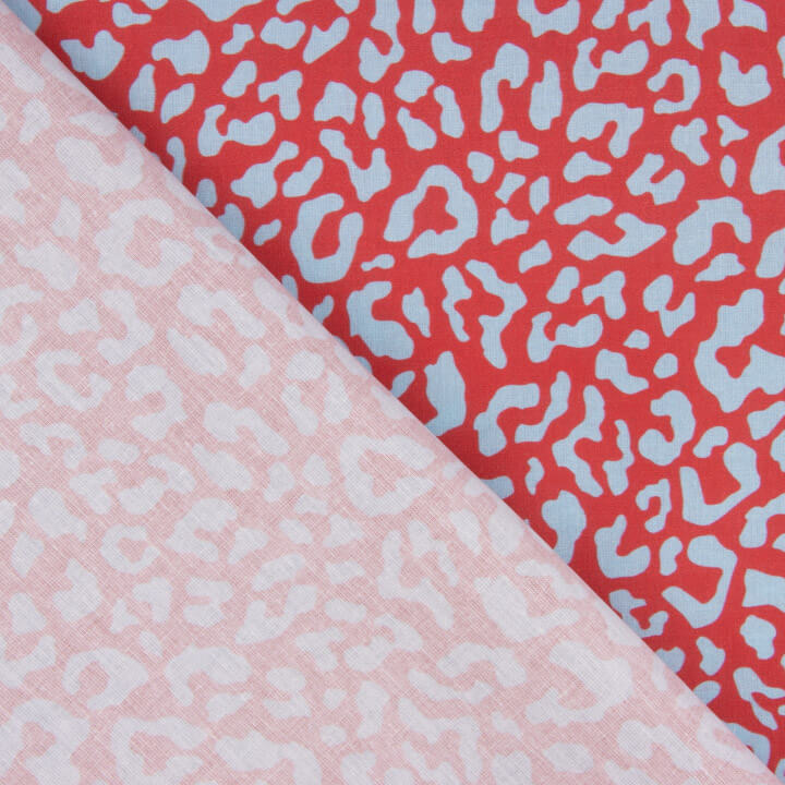 Percal Estampado Nairobi Rojo Azul - Ribes y Casals