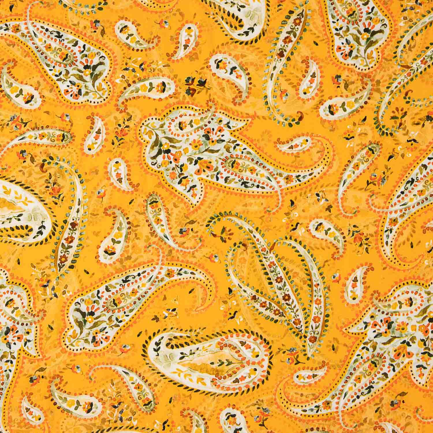 Viscosa Estampada Paisley Naranja Suave - Ribes y Casals