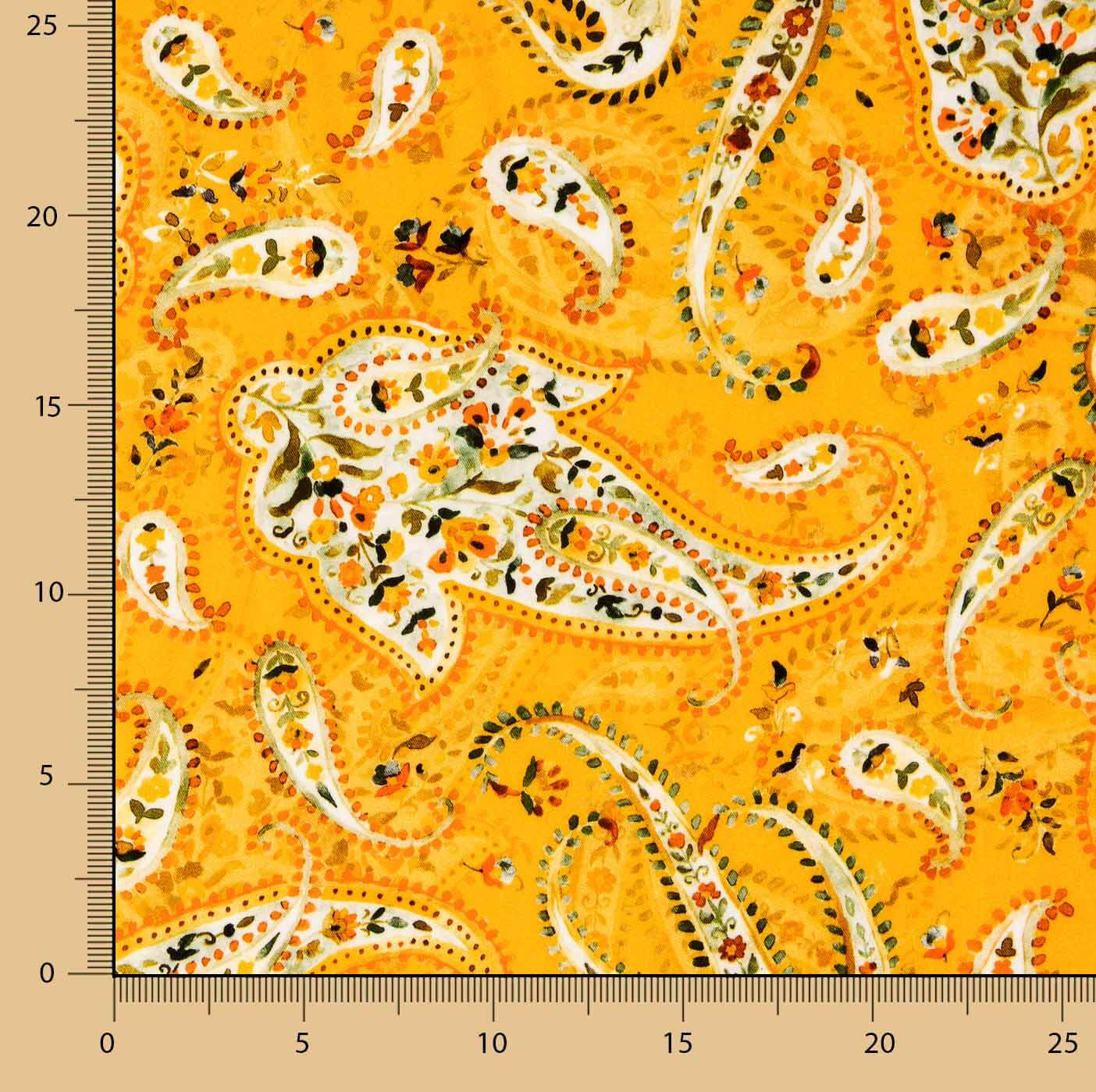 Viscosa Estampada Paisley Naranja Suave - Ribes y Casals