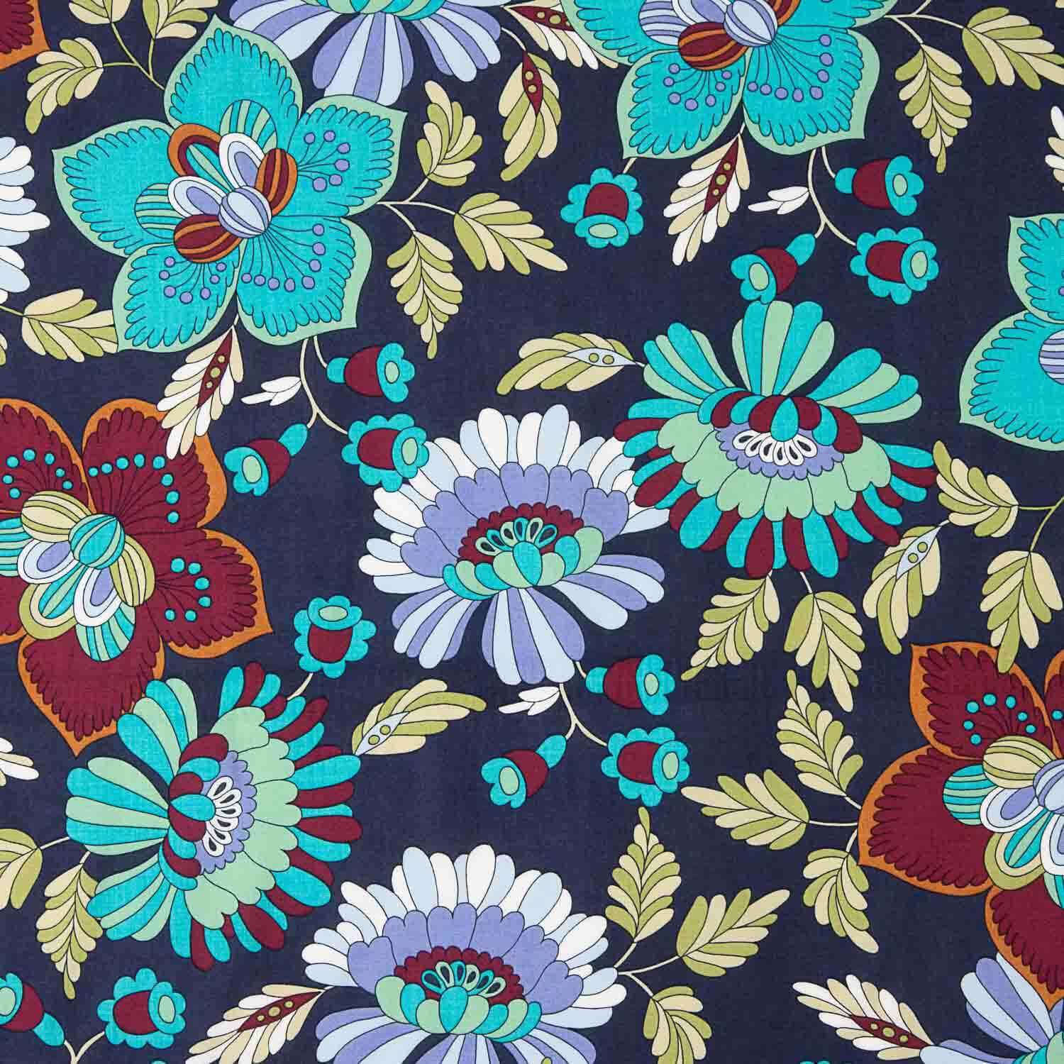 Viscosa Estampada Jardín Bohemio Azul - Ribes y Casals