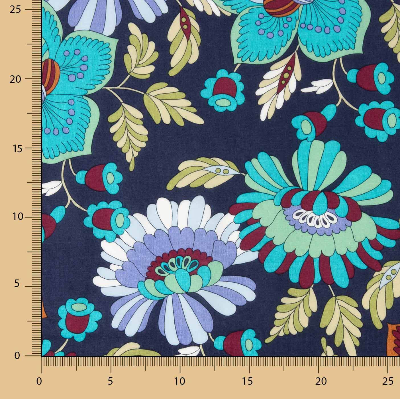 Viscosa Estampada Jardín Bohemio Azul - Ribes y Casals