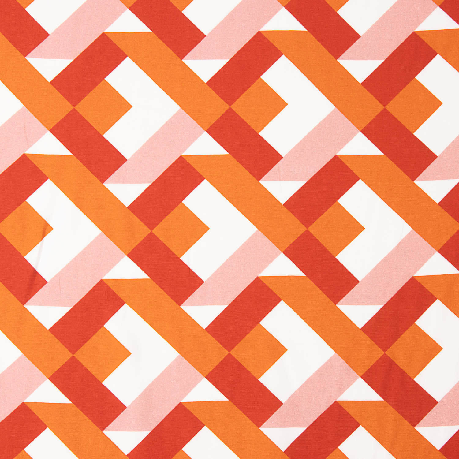 Viscosa Estampada Geométrica Naranja y Coral - Ribes y Casals