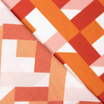 Viscosa Estampada Geométrica Naranja y Coral - Ribes y Casals