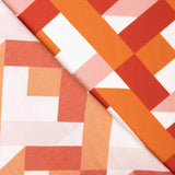 Viscosa Estampada Geométrica Naranja y Coral - Ribes y Casals